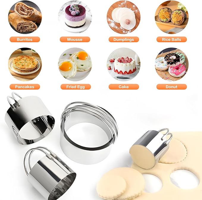 Pastry Cutter Biscuit Cutter Dough Cutters, Pastry Cutter Tool | Stainless Steel Pastry Blender Baking Dough Tools, Round Biscuit Cutters, Sturdy & Long-Lasting, Gift Package (3 Pcs/Set)