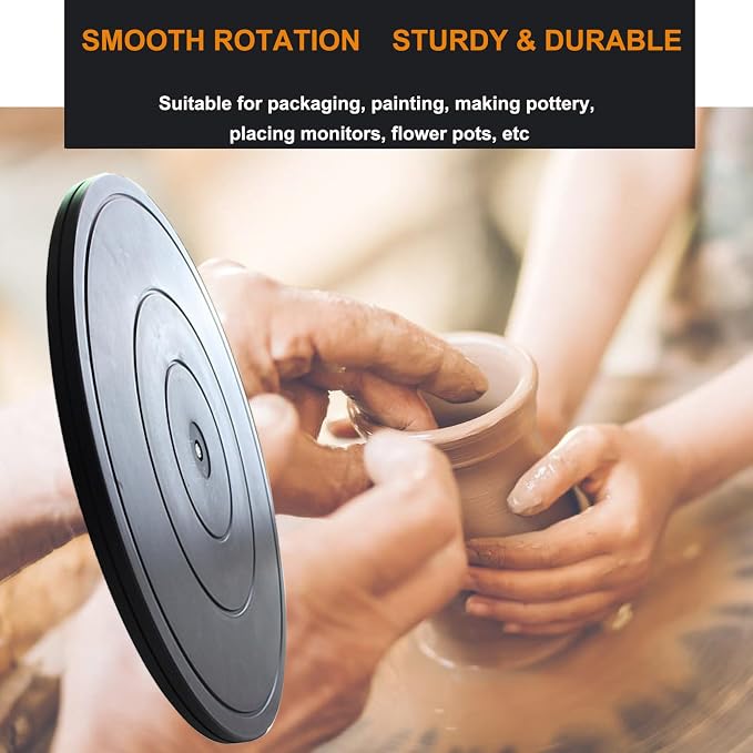 16 Inch Lazy Susan Turntable Heavy Duty Rotating Swivel Stand Lazy Susan with Steel Ball Bearings Flat Base Stand for TV/Computer/Monitor/Arts/Crafts/Bonsai/Statue/Cabinet Organizer