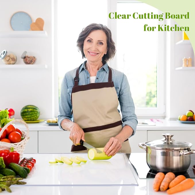 Wesiti Large Acrylic Cutting Board with Lip Non Slip 40"L X 20"W Clear Cutting Board Chopping Acrylic Countertop Protector Cover Shatter Resistant for Home Restaurant Kitchen Sink Stove
