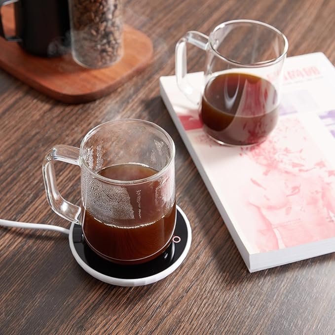 Glass Coffee Mugs, 14 oz Glass Coffee Cups Set of 2, Clear Borosilicate Glass Mugs with Handles for Cappuccino, Tea, Latte, Hot/Cold Beverages, Wine, Americano