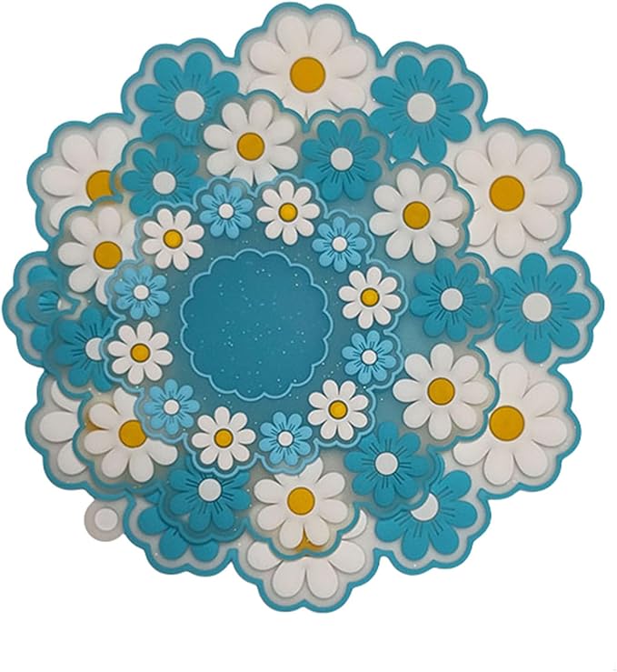 3Pcs Insulation Mat Daisy Cup Mat Cute Coaster Non-Slip Pad,Blue | Silicone Heat Insulation Table Mat,Bowl Placemat,Desk Decoration