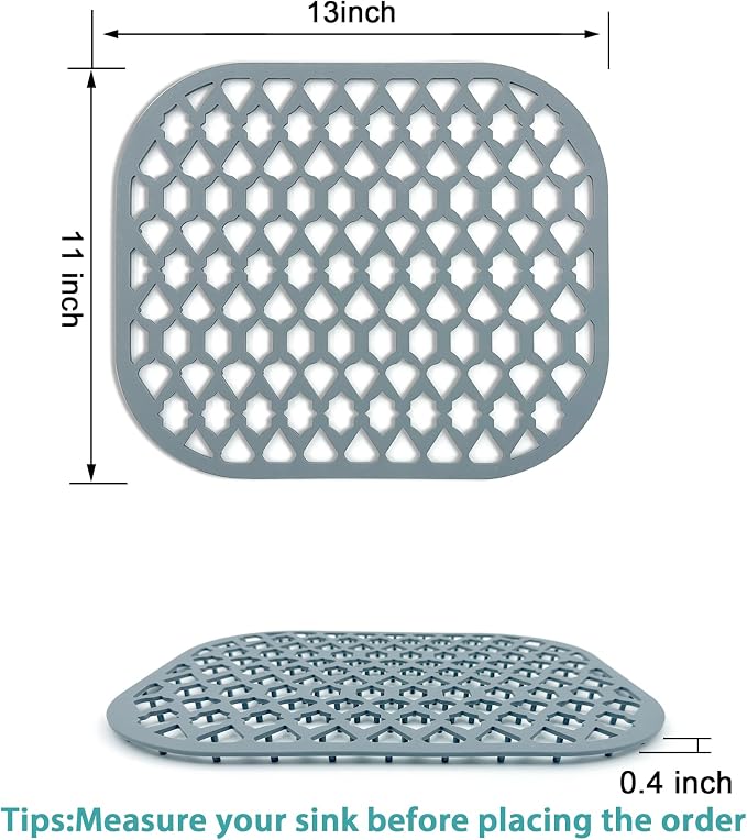 Silicone Kitchen Sink Protectors Mats - 12" 13" 14" 16" 18" 19" 21" 22" 24" 25" 26" 28" 30", Heat Resistant, Machine-wash (13”x11”, 2 Packs)