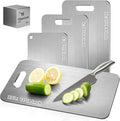 Katori Titanium Cutting Board - Upgraded 100% Pure Titanium Cutting Boards for Kitchen Non Toxic, Double Sided Food Grade Hygiene Non Moldy Dishwasher Safe Meat Fruit Metal Board (2PC 11 * 15.5 Inch)