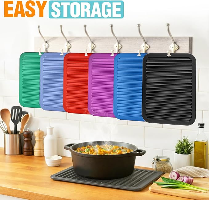 Silicone Trivets for Hot Pots and Pans - 4 Heat Resistant Pot Holders Silicone Trivet Mat Multipurpose Counter Pads (Deep Gray)