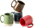 HASENSE 15 Ounce Porcelain Coffee Mugs Set of 4 with Large Handle Perfect for Coffee, Tea, Milk, Chocolate and Latte, Unqiue Glaze Ceramic Coffee Cups Set for Man and Woman, Colorful