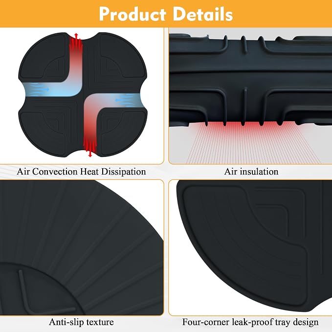 Air Fryer Silicone Trivet Mat 10.6 Inch, Heat Resistant Hot Pads for Ninja Crispi Glass Air Fryer Accessories, Non-Slip Countertop Protector, Easy to Clean