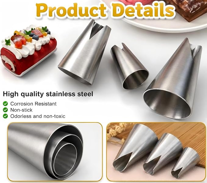 cake piping tips, Russian Piping Tips Set,V-shaped Wave Nozzles Piping Kit - DIY Icing Nozzle Tool for Cupcakes (V-shape)