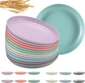 HEYCOME 12 Pcs Unbreakable Deep Dessert Plates Set, 8 inch Reusable Plastic Wheat Straw Plates, Microwave and Dishwasher Safe Plate for Kitchen, Lightweight Plate for Dessert, BPA Free, 6 Colors