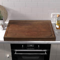 Wooden Stove Top Covers for Gas Burner and Electric Stove, Glass Cooktop Protector, Wood Noodle Board Stovetop Cover With Handles, Walnut