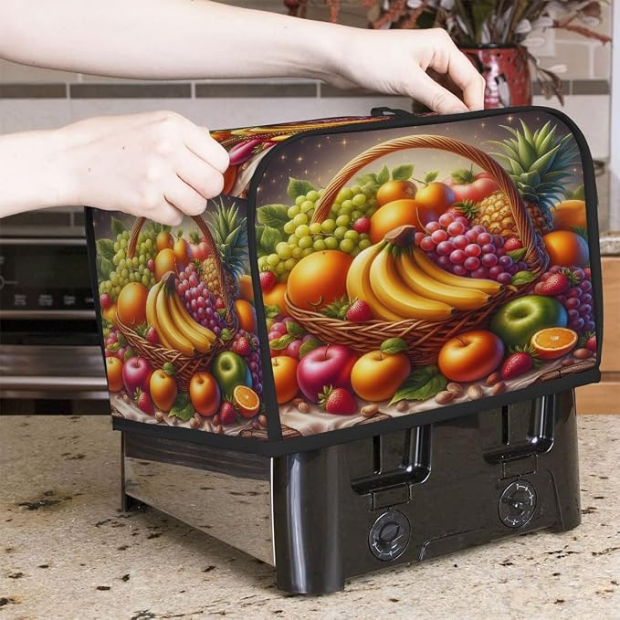 2 Slice Toaster Cover Fruit Autumn Apple Toaster Covers Two Slice Wide Slot Waterproof and Dustproof Covers for Wide Slot Toasters and Small Appliances Kitchen Decor Gifts