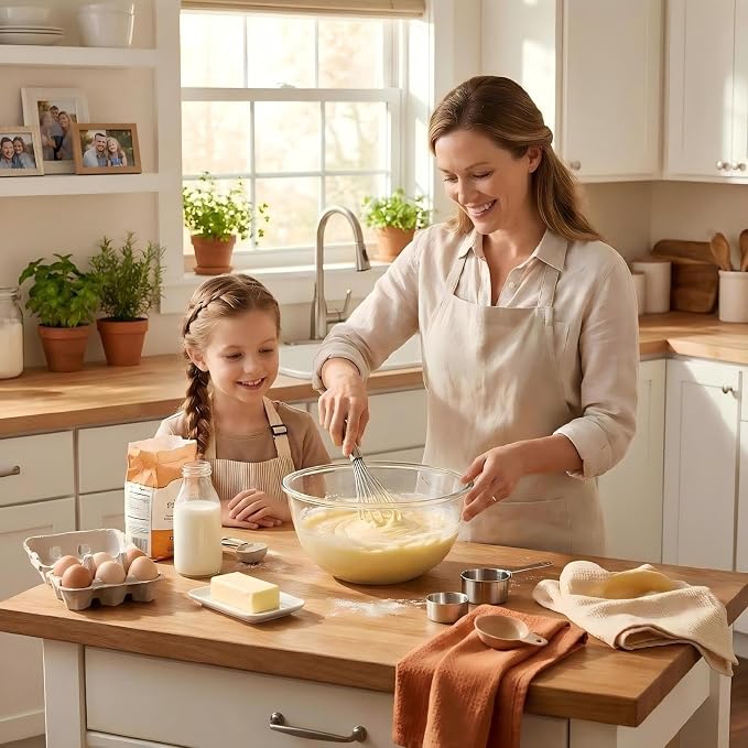 Borosilicate Glass Mixing Bowls, Set of 2 (9-inch, 2.8 QT Each) – Heavy Duty, Scratch Resistant, Non-Toxic & Lead-Free – Oven/Microwave/Dishwasher/Freezer Safe – Ideal for Meal Prep, Baking & Serving