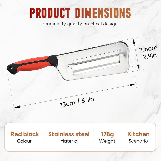 2026 New Stainless Steel Dual Blade Julienne Cutter, Multifunctional Vegetable Cutter, for Sauerkraut Coleslaw Mandoline Slicer With Silicone Finger Grips Peeler