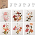 6 Pack Floral Swedish Dishcloths for Kitchen, Absorbent Dish Cloths | Reusable Kitchen Cloth Non-Scratch Cellulose Sponge Cloths with 6 Self-Adhesive Clip for Cleaning Home Kitchen Gift for Host