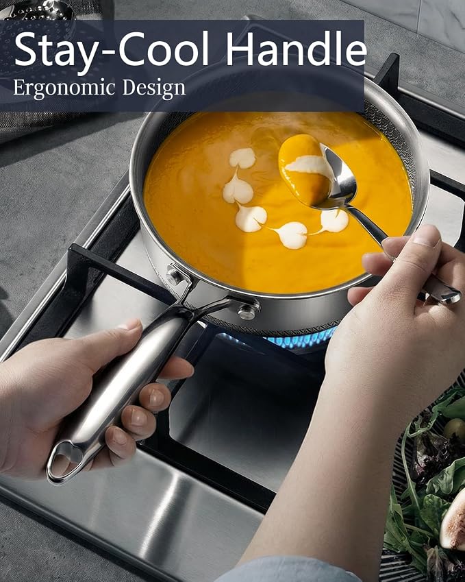 USELUCK Nonstick 2-QT Saucepan with Glass Lid,Stainless Steel Pot