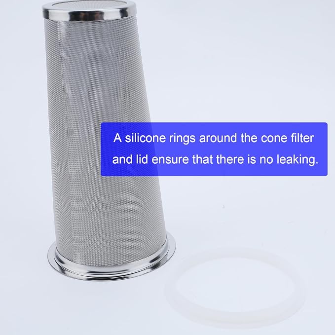 Fermus Set of 2 Cold Brew Coffee Filter for 32oz / 1Quart Wide Mouth Mason Jar Infuser 304 Stainless Steel Strainer with Seal Ring Design for Grounds Tea Fruit Coffee Filter