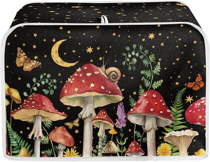 Forest Butterfly Mushroom Toaster Covers 2 Slice Wide Slot Fingerprint Protection Kitchen Small Appliances Toaster