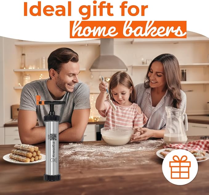 Churro Maker Kit Stainless Steel, Piping Bag, XL Filling Needle | Premium churrera with easy press handle and decorating tips for homemade filled churros, sweet fillings, and desserts