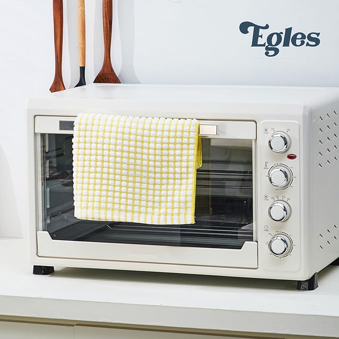 Egles 8 Packs Kitchen Dish Towels 15 x 27 Inch | 100% Cotton Terry Dish Cloths for Drying and Washing Dishes Scrubbing
