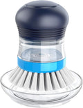 MR.SIGA Soap Dispensing Palm Brush Storage Set, 1 Pack, Navy/Blue | Dish brush with soap dispenser, palm scrubber, palm scrub brush, ideal for kitchen and dishes cleaning