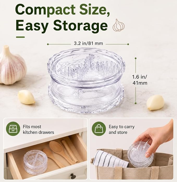 2PCS Clear Manual Garlic and Ginger Twister Mincer Tool | Multi-Functional Mincer & Grinder for Garlic, Onion, Ginger, Herbs, Nuts, Impact Resistant Kitchen Gadget & Home Accessory