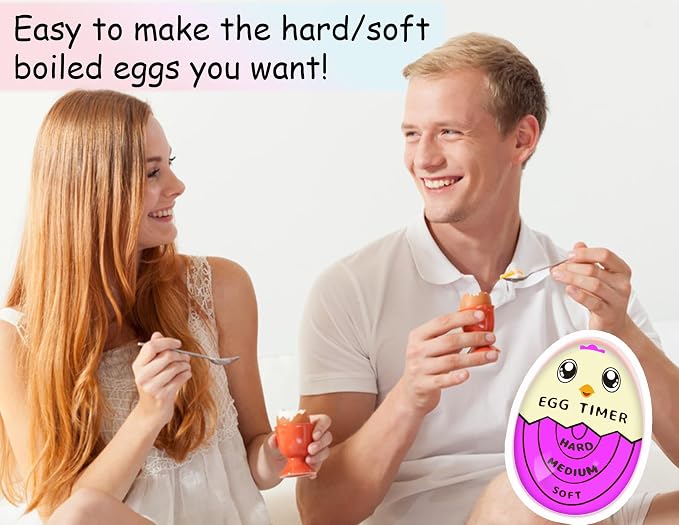Lasubst Egg Timer for Boiling Eggs that Changes Color When Done, Purple
