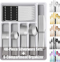 49 Pieces Silverware Sets With Organizer And Steak Knives, Stainless Steel Flatware Sets Service For 8 Person, Tableware Cutlery Sets, Includes Knife Spoon and Forks Sets