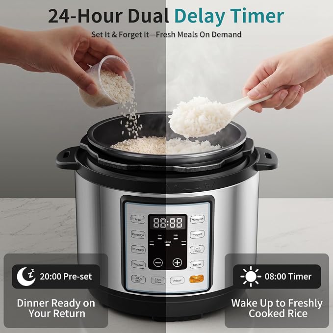 OLIXIS 10-In-1 Electric Pressure Cooker, 3 Quart Multi Cooker for Rice, Stew and Steam, Small Programmable Stainless Steel Pot with Slow Cook Function and Ceramic Inner Pot
