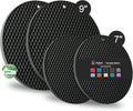 4 Pack Silicone Trivet for Hot Dishes | Heat Resistant Silicone Pot Holders for Kitchen Countertops, Hot Dishes, Jar Opener, Spoon Holder, Easy to Wash, Black