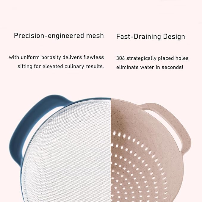 Mixing Bowls, Nesting Baking Bowls with Colander & Fine Mesh (Wheat-10PCS) | BPA-Free, Lightweight, Impact-Resistant, Rinse, Drain, Measure, Repeat, Colorful — Without the Risk.