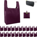 BeeGreen Burgundy Reusable Shopping Bags Wholesale Wine Red Reusable Grocery Bags Bulk Foldable-Machine Washable with Zipper Storage Pouch 20 Pieces