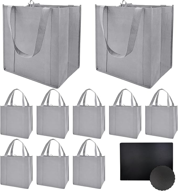 10 pack Reusable Grocery Bags,Thick Bottom-Shopping Bag for Groceries | Heavy Duty Large Shopping Totes,Reusable Bags With Handles ,Foldable,Washable ,Load Capacity Over 45 Pounds