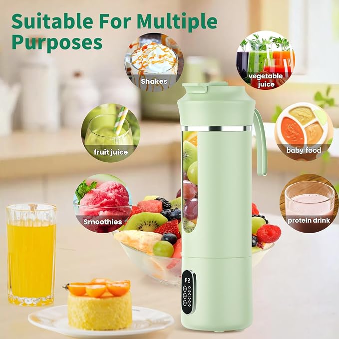 Portable Cordless Blender,Small Rechargeable Juicer | Mini Personal Blender for Smoothies and Shakes,With Automatic Cleaning Function,On The Go and Easy To Use