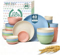 40-Piece Dinnerwave Set Service for 8 Unbreakable Kitchen Plates and Bowls Sets - Dinner Plates, Dessert Plates, Soup Bowls, Cup Set, Soy Sauce Dish Microwave & Dishwasher Safe (Light Multi)