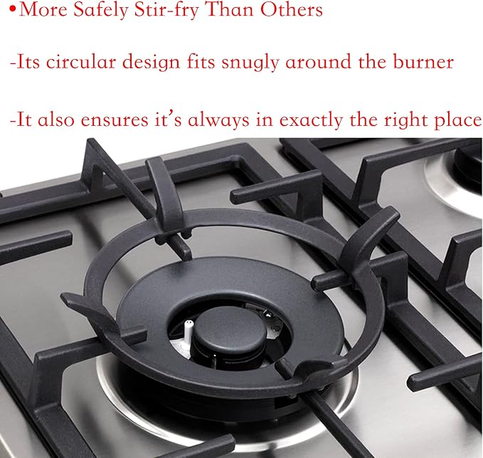 Charbrofire Wok Ring, Wok Support Ring Gas Stove Parts Compatible with GE Stove Cast Iron Burner Grate Stand W10216179 Whirlpool Kitchenaid Samsung Bosch Jenn Air Kitchen 7 Inch Stove Accessories