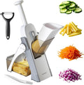 SupMaKin Safe Mandoline Slicer for Kitchen,Adjustable Potato Slicer 1-8 mm | 4 Modes Slice, Strips,Julienne Dicer,Vegetables Slicer Fry Food Cutter,Stainless Steel Blades, Foldable Dishwasher Safe,Gifts