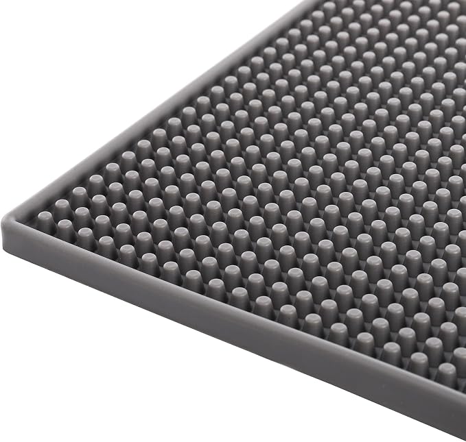 Tebery 3 Pack Rubber Bar Mat 18 x 12, Thick Durable and Stylish Bar Service Spill Mat, Non Slip Non-Toxic Grey Service Mat for Coffee, Bars, Restaurants Counter Top