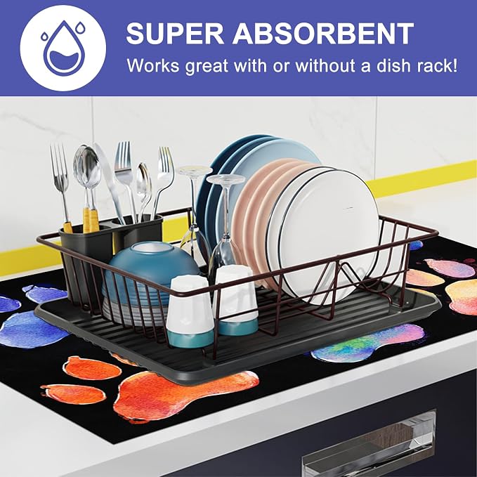 HOMETITUTE Stove Top Cover 28x20 Colorful Paw Print Heat Resistant Mat