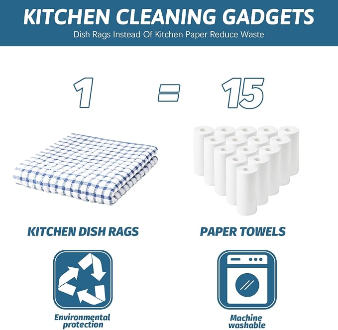 Nialnant 8 Pcs Kitchen Dish Rags,100% Cotton Soft Absorbent Quick Drying Dish Cloths for Kitchen,Washing Dishes,Cleaning rags-11 x 11In (Pack of 2)