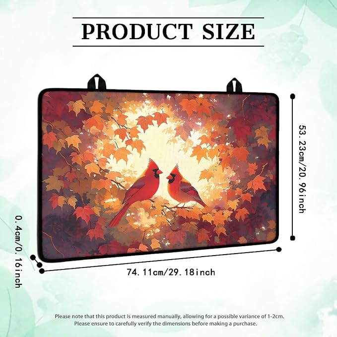 Fall Cardinal Maple Stove Top Covers for Electric Stove, Anti-Slip Dish Drying Mats for Kitchen, Heat Resistant Silicone Insulation Mat for Glass Top Burner, Thanksgiving Decor