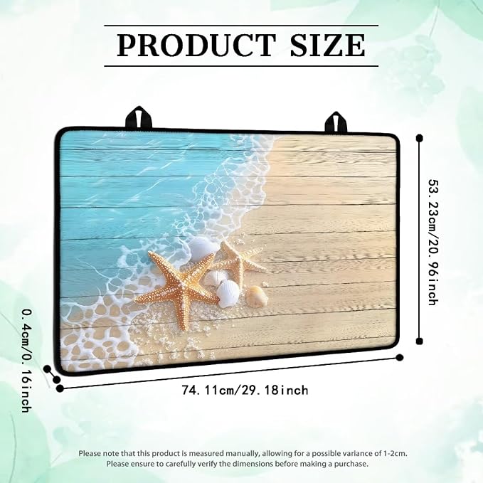Beach Starfish Wood Electric Stove Insulation Pad Heat & Stain Resistant Dish Drying Mat for Kitchen 30x21 Inch Cooktop Stove Guard Protector with Anti-Slip Grip Extra Large Mat