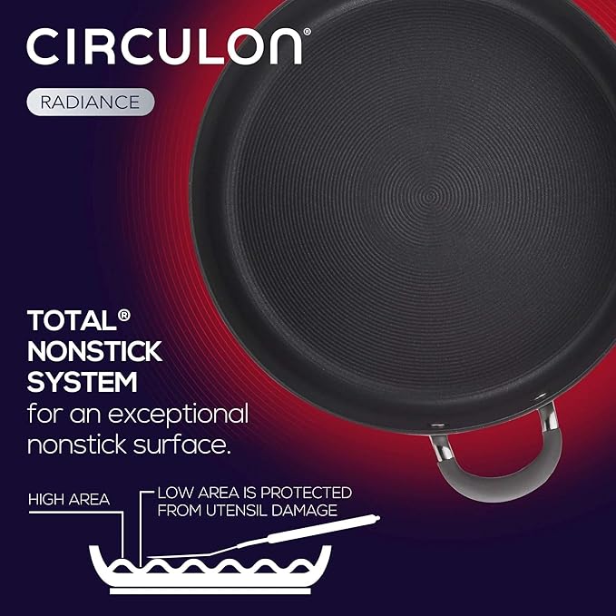 Circulon Radiance Hard Anodized Nonstick Frying Pan Set, 3-Piece Frying Pans, Gray