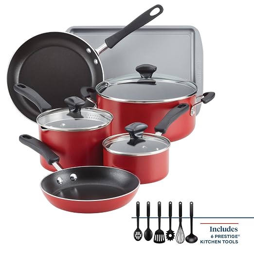 Farberware Cookstart Aluminum Nonstick Cookware Set, 15-Piece