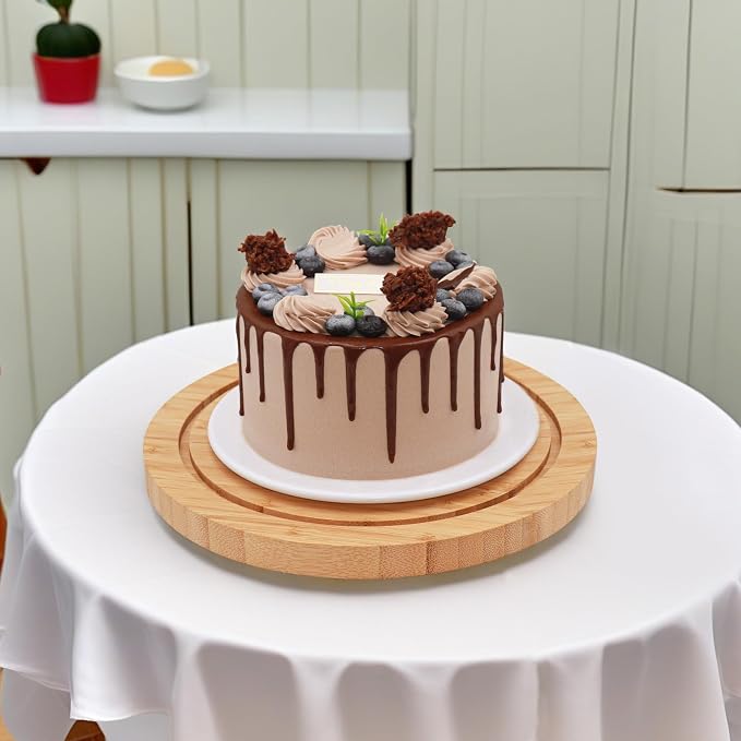 Bamboo Cake Stand & Charcuterie Board with Lid - Large Serving Acrylic Platter for Party Dessert Table Display, Decorative Server Tray for Cakes, Pastries, Cheese Display