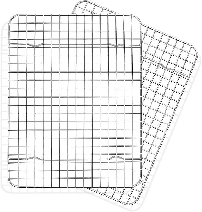 TeamFar Cooling Rack, 11.75”x9” Stainless Steel Baking Grid Wire Rack | Roasting Grilling Cooking Racks for Cookie Cake Bread, Fit Baking Pan for Christmas Anniversary Party, Dishwasher Safe- 2PCS