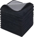 Dish Cloths for Washing Dishes with Scrub Side, Microfiber Dish Rags | Dual-sided microfiber dish cloths with scrubber for stuck-on food, quick dry kitchen washcloths 9 Pack, 12" x 12 Inch Black