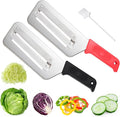 2 Pack Stainless Steel Cabbage Shredder for Coleslaw Professional Cabbage Chopper Slicer Knife with Dual Blades, Sauerkraut Cutter, Vegetable Grater for Kitchen Prep Cabbages Slicer - Black/Red