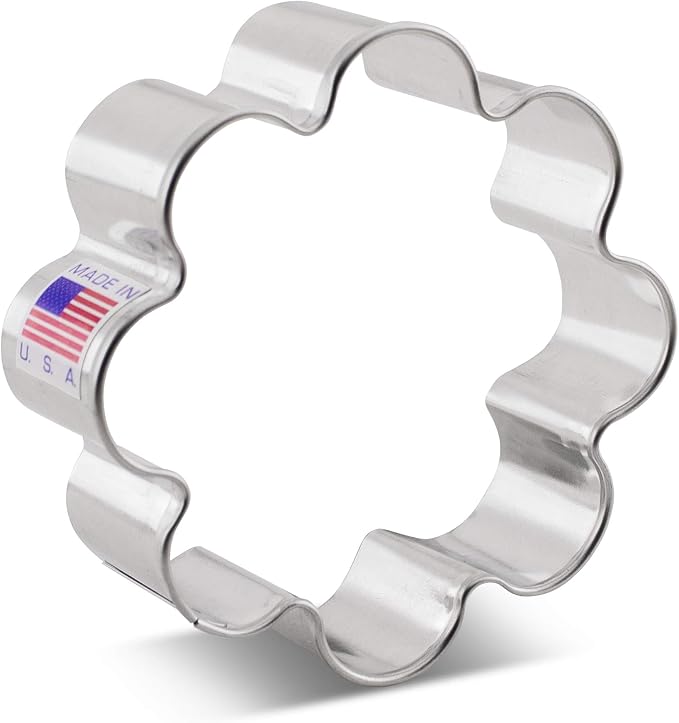 Ann Clark Small Flower Cookie Cutter 3" Made in USA | Happy Daisy Scalloped Edge Flower, Perfect Size and Shape, America’s Largest Cookie Cutter Maker, Food-Safe American Steel