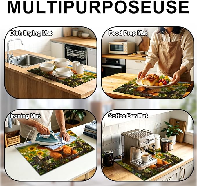Farmhouse Highland Cow Stove Top Cover 28x20 Inch Electric Stove Cover | Heat Resistant Cooktop Protector Mat with Non-Slip Backing, Scratch Protection and Countertop Drying Mat.