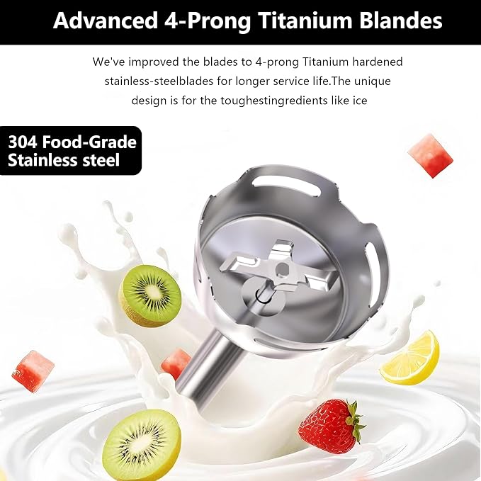 Immersion Blender, Corded Electric Stick Mixer, 1000W Motor, 12 Adjustable Speeds, Comes with a Measuring Cup, Suitable for Baby Food, Purees, and Soups