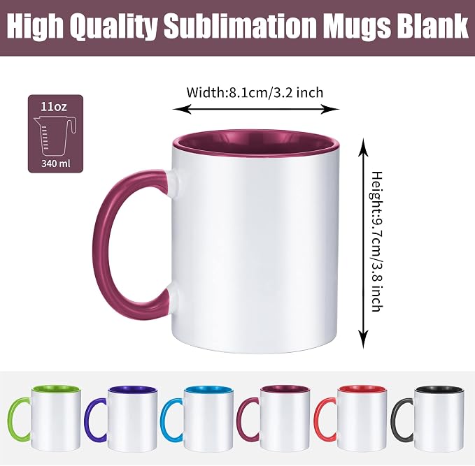 TANGLONG 12PCS Sublimation Mugs-6 Assorted Colors 11oz ceramic cup for gift | Heat Sensitive Coffee Mugs,Tazas Magicas Para Sublimacion Set,Color Changing,homemade gifts,summer, casual, beach, party